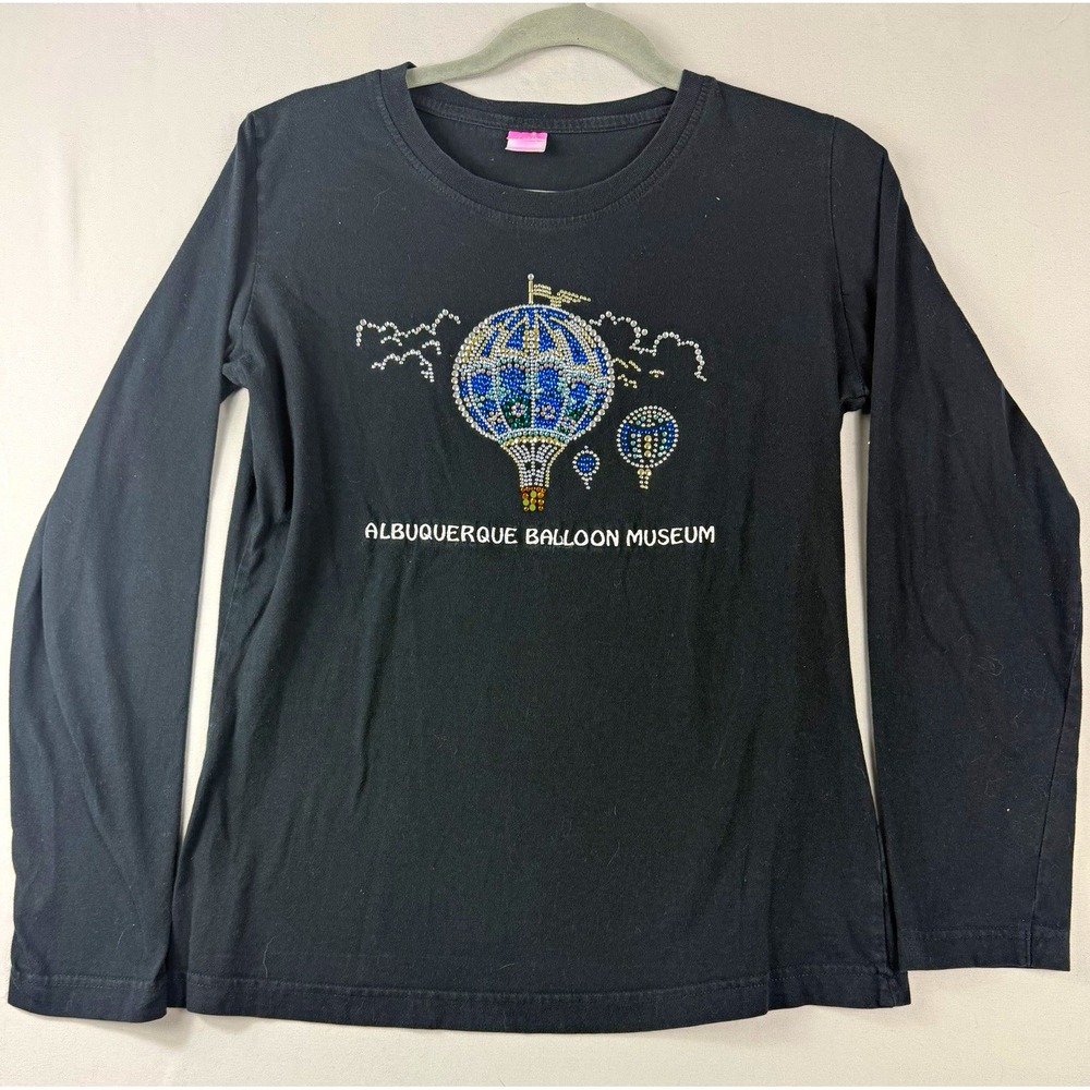 Black LS T-Shirt, Albuquerque Balloon Festival, Rhinestone, Women's Medium